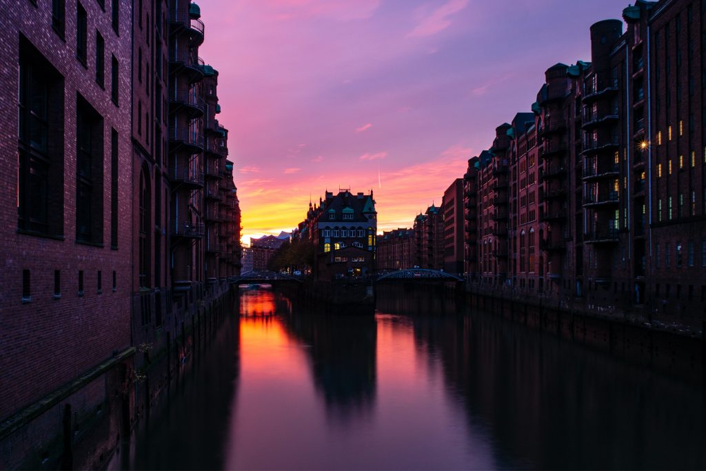 Speicherstadt bei Sonnenuntergang