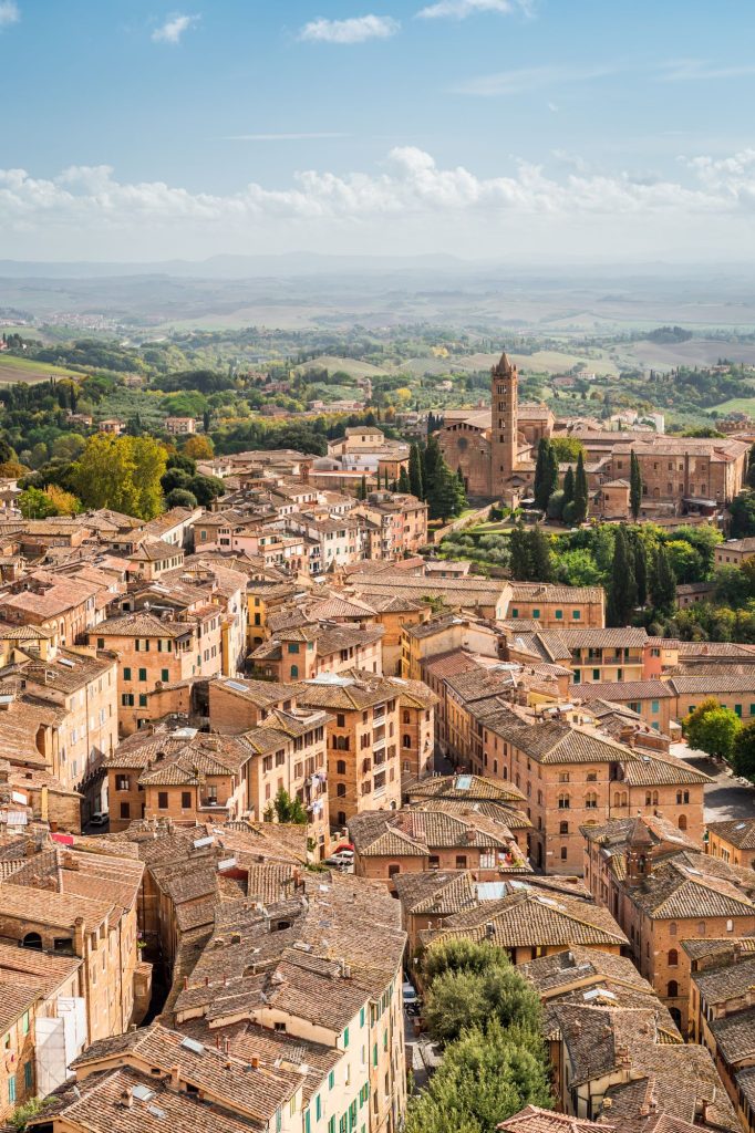 Glamping Toskana - Blick über die Stadt Siena