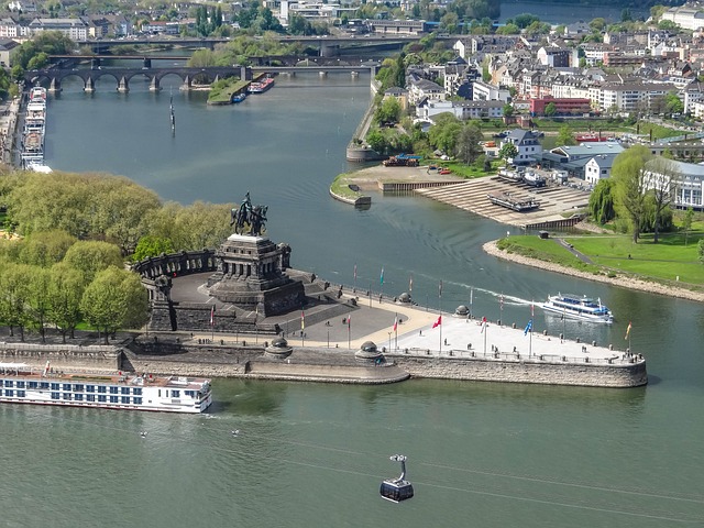 Campingplätze am Fluss - Blick auf das Deutsche Eck.